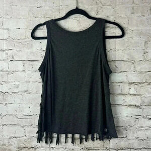 Sweaty Betty Women's  S / M Tank Top Dark Grey Fringe Back Polyester Cotton